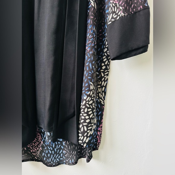 BCBG Max Azria Semi Sheer Black Multicolored 3/4 Sleeve Tunic Dress XS - Picture 3 of 5